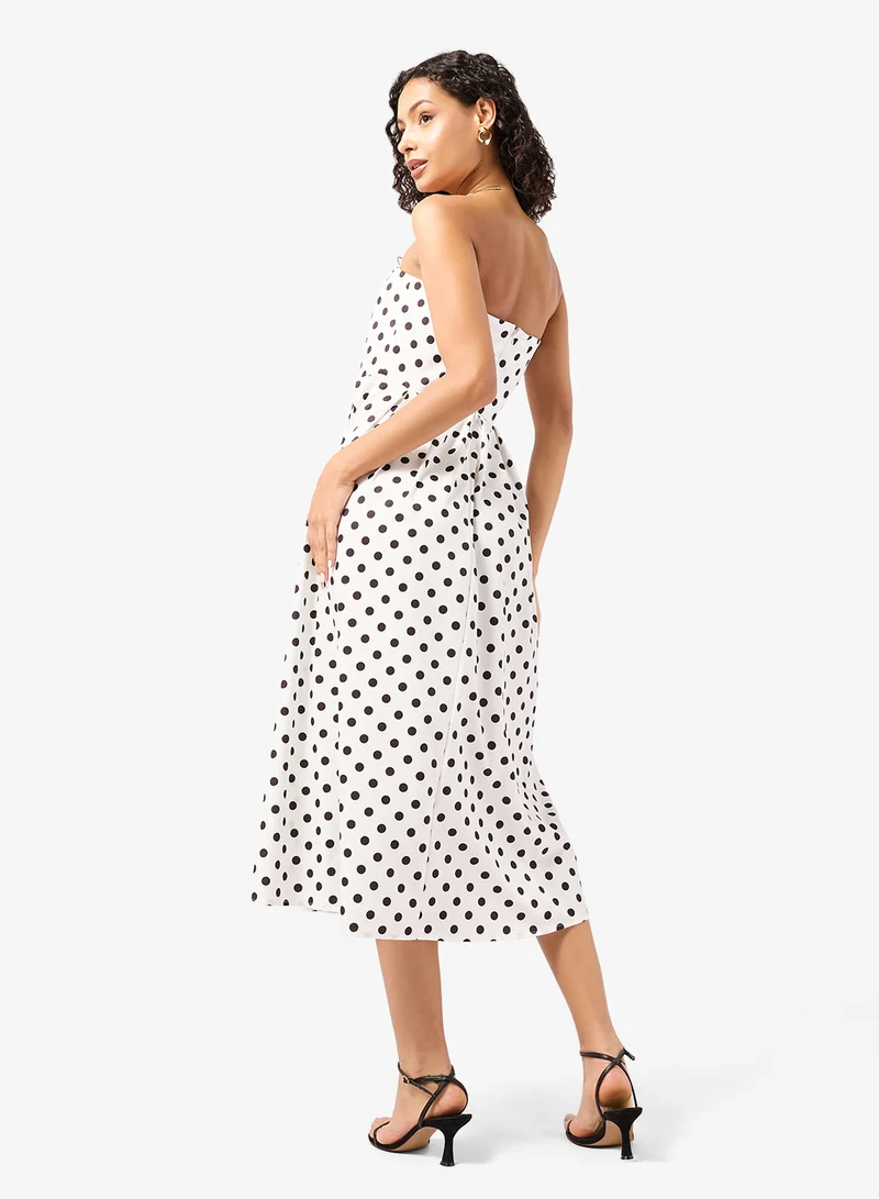 Ginger Bandeau Polka Dot A Line Dress